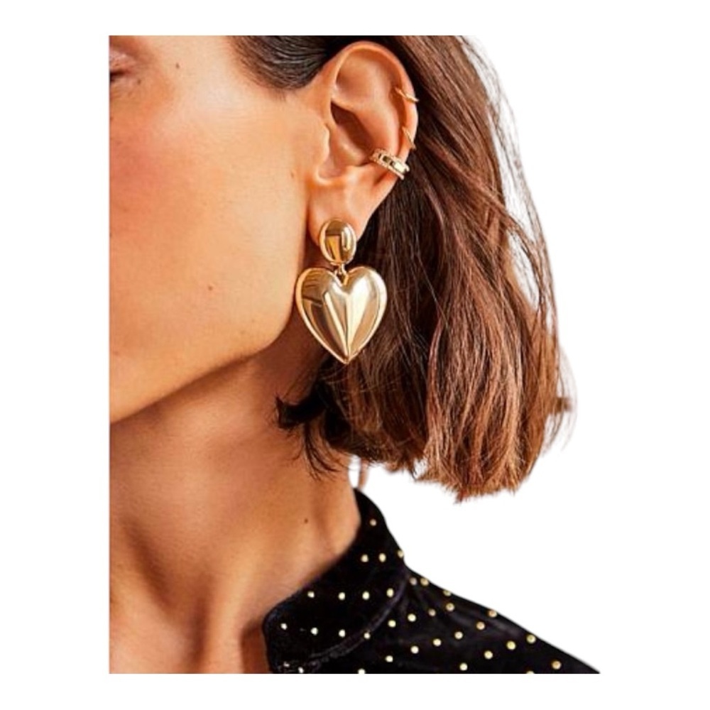 BAUBLEBAR Sheri Goldtone Puffed Heart Drop Earrings